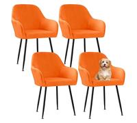 GUYIRT Lot de 1, 2, 4, 6 housses de chaise en velours avec accoudoirs - Lot de 1, 2, 4, 6 - Housse de protection de fauteuil pivotant pour salon (orange, lot de 4)