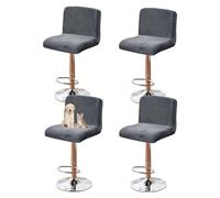 GUYIRT Lot de 2, 4, 6 housses de tabouret de bar carrées avec dossiers pour chaise à dossier bas et court (gris foncé)
