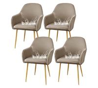GUYIRT Lot de 2, 4 ou 6 housses de chaise à dossier incurvé pour salle à manger, tabouret de bar imperméable et antidérapant, pour coiffeuse, fauteuil pivotant, pour salon (café clair, 4 pièces)