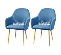 GUYIRT Lot de 2, 4 ou 6 housses de chaise à dossier incurvé pour salle à manger, tabouret de bar imperméable et antidérapant, pour coiffeuse, fauteuil pivotant, pour salon (bleu, 2 pièces)