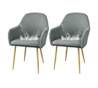 GUYIRT Lot de 2, 4 ou 6 housses de chaise à dossier incurvé pour salle à manger, tabouret de bar imperméable et antidérapant, pour coiffeuse, fauteuil pivotant, pour salon (gris clair, 2 pièces)