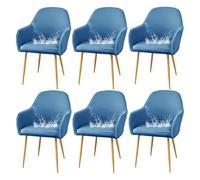 GUYIRT Lot de 2, 4 ou 6 housses de chaise à dossier incurvé pour salle à manger, tabouret de bar imperméable et antidérapant, pour coiffeuse, fauteuil pivotant, pour salon (bleu, 6 pièces)