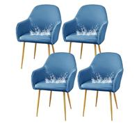 GUYIRT Lot de 2, 4 ou 6 housses de chaise à dossier incurvé pour salle à manger, tabouret de bar imperméable et antidérapant, pour coiffeuse, fauteuil pivotant, pour salon (bleu, 4 pièces)
