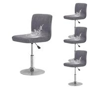 GUYIRT Lot de 2, 4 ou 6 housses de tabouret de bar extensibles et imperméables avec dossier, protection pour animaux de compagnie, hauteur de comptoir, chaise à dossier bas et moyen (gris foncé, 4