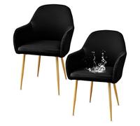 GUYIRT Lot de 2 housses de chaise de salle à manger à dossier incurvé imperméables et modernes du milieu du siècle avec accoudoirs pour la maison, l'hôtel, le banquet (noir)