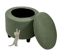 GUYIRT Lot de 2 housses de rangement rondes pour ottomane de rangement - Housses de repose-pieds ronds - Housses de repose-pieds ronds extensibles pour s'adapter (vert 1)