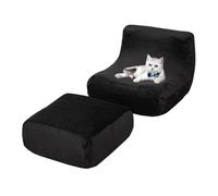 GUYIRT Lot de 2 housses modernes en velours avec ottomanes rectangulaires pour salon, chambre à coucher (noir, 2 pièces)