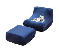 GUYIRT Lot de 2 housses modernes en velours avec ottomanes rectangulaires, pour salon, chambre à coucher (bleu marine, 2 pièces)
