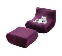 GUYIRT Lot de 2 housses modernes en velours avec ottomanes rectangulaires pour salon, chambre à coucher (violet, 2 pièces)