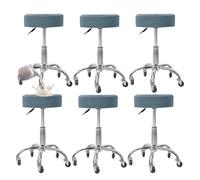 GUYIRT Lot de 6 housses de siège de tabouret de bar rondes imperméables en jacquard avec fond élastique (bleu)