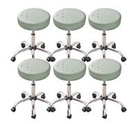 GUYIRT Lot de 6 housses de tabouret de bar rondes imperméables en cuir pour salle à manger, bureau, banquet (vert clair)