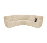 GUYIRT Lot de 7 housses de canapé d'angle extensibles pour 5 places, housses de canapé sectionnelles lavables pour canapé inclinable sectionnel (beige, taille unique)