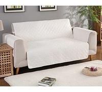 GUYIRT Matelassé Revêtement De Canapé Antidérapant Durable Couverture De Canapé avec Sangles élastiques Lavable en Machine Protege De Meubles pour Enfant Animal De Compagnie -Blanc-Grand