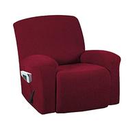 GUYIRT Super Extensible Housse De Fauteuil, 4 Pièces Housse De Fauteuil Relax Forme Ajustée Revêtement De Canapé Jacquard Doux Housse De Chaise Inclinable Élasthanne Fauteuil Relax Protecteur -Rouge