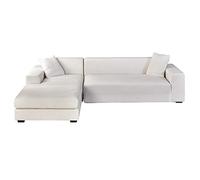 GUYIRT Velours Housse De Canapé d'angle, 2 Pièces Extensibles Housse Canapé Angle Antidérapant Housse De Canapé en Forme De L Protecteur De Meubles Doux pour Canapé d'angle -Blanc-3+3 Places