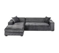 GUYIRT Velours Housse De Canapé d'angle, 2 Pièces Extensibles Housse Canapé Angle Antidérapant Housse De Canapé en Forme De L Protecteur De Meubles Doux pour Canapé d'angle -Gris foncé-4+4 Places