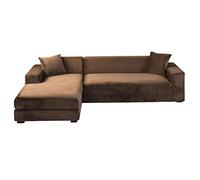 GUYIRT Velours Housse De Canapé d'angle, 2 Pièces Extensibles Housse Canapé Angle Antidérapant Housse De Canapé en Forme De L Protecteur De Meubles Doux pour Canapé d'angle -Brun-4+3 Places