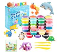 Guyisile Pâte à Modeler Séchage à l'Air, Argile Colorée Kit Enfant 45 Piece | Argile séchant à l'air, douce et facile à modeler. Kit créatif pour enfants 3-12 ans