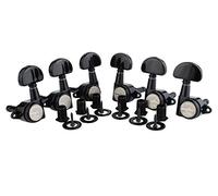 Guyker 6Pcs Guitar Locking Tuners (3L + 3R Handed) - 1:21 Lock String Tuning Key Pegs Machine Heads with Half-Circle Handle Replacement for LP SG Style Electric, Folk or Acoustic Guitars - Black