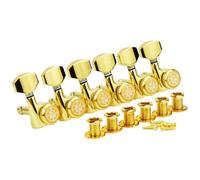 Guyker 6Pcs Guitar Locking Tuners (6 Right Handed) - 1:18 Ratio Lock String Tuning Key Pegs Machine Heads with Hexagonal Handle Replacement for LP SG Style Electric, Folk or Acoustic Guitars - Gold