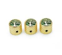 Guyker CKB026 Lot de 3 boutons de contrôle de potentiomètre pour guitare basse avec surface arbre de vie en alliage de zinc Doré 6 mm