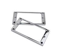 Guyker Flat Metal Humbucker Pickup Mounting Ring Set - Bridge Neck Pickups Cover Frame Replacement Part for Electric Guitar or Precision Bass(2PCS, Chrome)