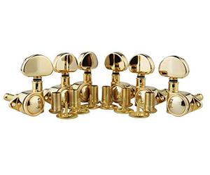 Guyker Guitar Locking Tuners (3L + 3R) - 1:21 High End Roto-Grip Rotomatic Lock String Tuning Key Pegs Machine Head with Big Handle Replacement for Electric, Folk or Acoustic Guitars - Gold