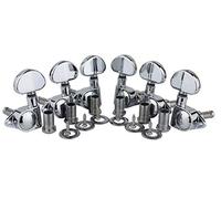 Guyker Guitar Machine Heads (3L + 3R Handed) - 1:21 Sealed Tuners Tuning Key Pegs with Big handle Replacement for Electric, Folk or Acoustic Guitars - Chrome, GK102C