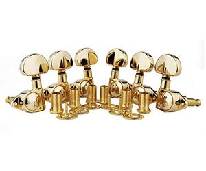 Guyker Guitar Machine Heads (3L + 3R Handed) - 1:21 Sealed Tuners Tuning Key Pegs with Big handle Replacement for Electric, Folk or Acoustic Guitars - Gold, GK102G