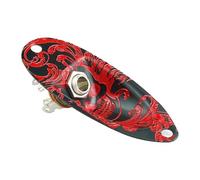 Guyker Plaque jack d'entrée de guitare, en métal ovale en forme de bateau - Virole de sortie incurvée avec motif tête de mort pour guitare électrique et basse (GJ006, noir)