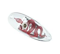 Guyker Plaque jack d'entrée de guitare, en métal ovale en forme de bateau - Virole de sortie incurvée avec motif serpent pour guitare électrique et basse (GJ005, Chrome)