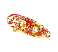 Guyker Plaque jack d'entrée de guitare, en métal ovale en forme de bateau - Virole de sortie incurvée avec motif tête de mort pour guitare électrique et basse (GJ006, doré)