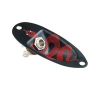 Guyker Plaque jack d'entrée de guitare, en métal ovale en forme de bateau - Virole de sortie incurvée avec motif serpent pour guitare électrique et basse (GJ005, noir)