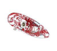 Guyker Plaque jack d'entrée de guitare, en métal ovale en forme de bateau - Virole de sortie incurvée avec motif tête de mort pour guitare électrique et basse (GJ006, Chrome)