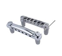 Guyker Tune-O-Matic Chevalet et barre d'arrêt pour guitare électrique avec chevilles et goujons de rechange Compatible avec LP SG EPI 6 cordes Chromé