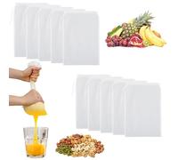 Guyode 10 Pièces Sac à Lait, 20 X 30 cm Sac Lait Végétal, Tissu en Nylon Réutilisable pour Filtrer le Jus, Blanc Filtre Passoire en Tissu, Sac en Tissu de Noix, Filtrer du Jus Végétal