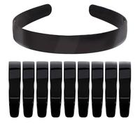 Guyode 10 Pièces Serre Tete Femme, 23mm Bandeau Cheveux Femme, Headband, Noir Plastique Unisexe Unis Bandeau Bricolage avec Dent pour Femmes Filles, Fête, Lavage du Visage, Maquillage