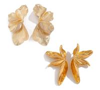 Guyode 2 Pièces Boucles D'Oreilles Femme Or, Plaqué Or Bijoux Femme, Hypoallergénique Boucle D'Oreille Acier Inoxydable, Résistant à La Décoloration Boucle D'Oreille Fleur pour Femmes Filles