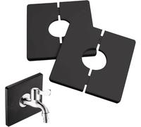 Guyode 2 Pièces Cache Radiateur Carrés Cache Tuyau Radiateur, Auto-Adhésif Rosace Mitigeur Douche Cache Tuyau Plomberie, Plastique Rosace Tuyau, Cache Trou Rosace Robinet pour Tuyau (Noir)