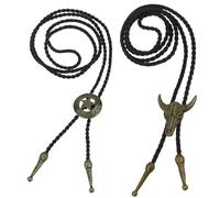 Guyode 2 Pièces Cravate Homme, Collier Accessoire Cowboy, Crâne de Vache Chaîne Métallique Ajustable pour Deguisement Cowboy Adulte, Costumes Homme, Idéal Rodeo, Costume, Halloween, Cadeau