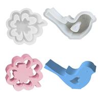 Guyode 2 Pièces Moule Resine Epoxy, Silicone Pour Moulage, Moule en Silicone, Moule pour Resine Epoxy pour L'artisanat d'art de Bricolage DéCoration D'IntéRieur (Oiseau+TrèFle à Quatre Feuilles)