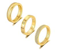 Guyode 3 Pièces Bague Femmes Or, Bague Femme Empilable, Bagues Plaqué Or Plaqué 14 Carats, Bagues de Pouce Femme Personnalité pour Saint-Valentin Fête des Mères Anniversaire (49,3 mm)