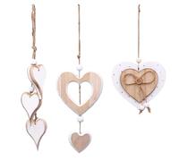 Guyode 3 Pièces Coeur en Bois, Coeur Decoration, Décoration de Fenêtre, Décoration à Suspendre, Naturel Bois Romantique pour Mariages, Fêtes, Anniversaires, Cadeaux, Loisirs et Arts