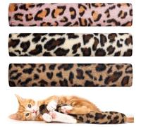 Guyode 3 Pièces Herbe à Chat Peluche pour Chat, Oreillers à Mâcher l'herbe, Motif Léopard Jouet, Jouets Interactifs pour d'intérieur pour Taquiner Réconforter Les Chats