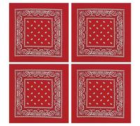 Guyode 4 Pièces Bandana Rouge, Bandana Homme, Foulard Rouge, Paisley Bandeaux de Cyclisme Masque Facial, Foulard Carré, Bracelet pour Cyclisme Hip-hop Hommes et Femmes