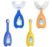 Guyode 4 Pièces Brosse a Dent Bebe Conception en Forme de U Brosse a Dent Enfant Forme de Pingouin Poignée en Forme de u Nettoyage Complet pour 2-6 ans Hygiène Bucco-Dentaire Soins Bucco