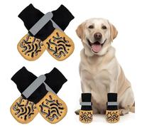 Guyode 4 Pièces Chaussette Chien Antidérapantes Double Face, Chausson Chien Intérieur Protection Patte Chien avec Fermeture Velcro Réglable, Textiles et Accessoires pour Chiens Protection Plaie (M)