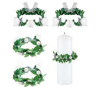 Guyode 4 Pièces Drip Proof Leaf Candles Diamètre 6cm Attrape Goutte Bougie Fleurs et Perles Conception 2 Styles Couronne Artificielle pour Bougie Communion pour Sainte Communion Baptême Mariage
