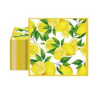 Guyode 40 Pièces Serviette de Table Papier Citron Impression Petit Paquet Decoration Table Vaisselle Jetable à Thème Vif pour Mariage Decoration Serviette Mariage Papier Jaune Couleurs Vives
