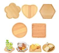 Guyode 5 Pièces Dessous de Verre Bois, Dessous de Tasse, sous Verres en Bois pour Boissons, Dessous de Bougie, Bambou Dessous Réutilisables Ronds pour Boissons Bière Verres Tasses Bougies